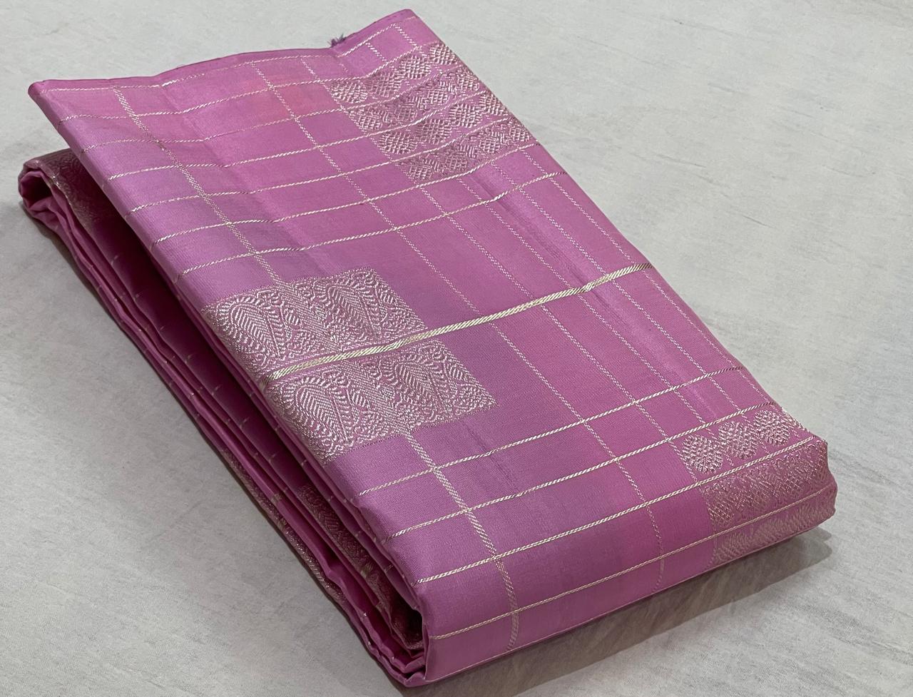 BABY PINK/LIGHT VOILET  COLOUR  KANCHI SILK SAREE