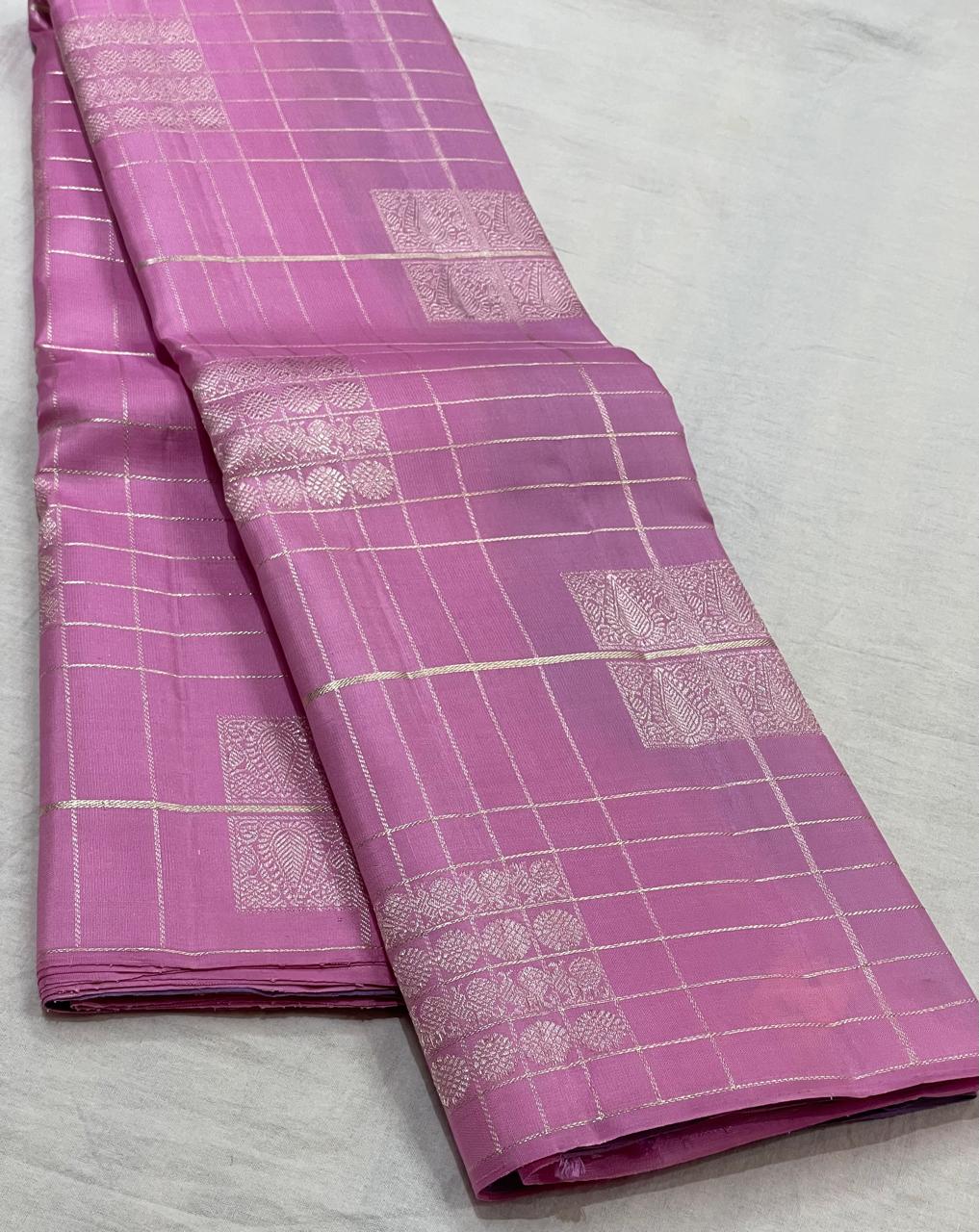 BABY PINK/LIGHT VOILET  COLOUR  KANCHI SILK SAREE