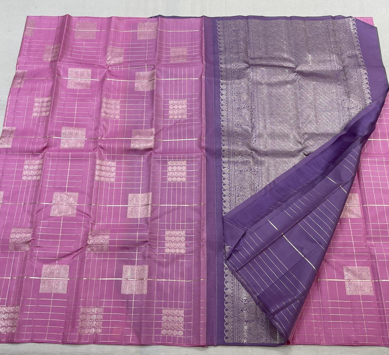 BABY PINK/LIGHT VOILET  COLOUR  KANCHI SILK SAREE