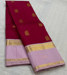 MAGENTA RED/LILAC  COLOUR  KANCHI SILK SAREE