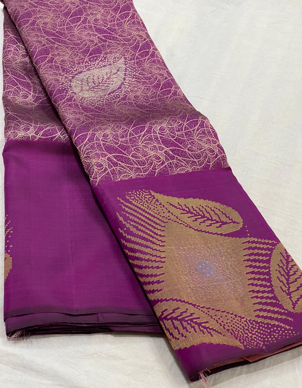 PUPRLE COLOUR  KANCHI SILK SAREE