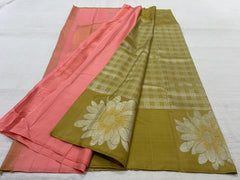 MEHNDHI COLOUR  KANCHI SILK SAREE