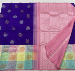 VOILET/MULTI COLOUR  KANCHI SILK SAREE