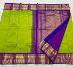 PARROT GREEN / VOILET KANCHI SILK SAREE