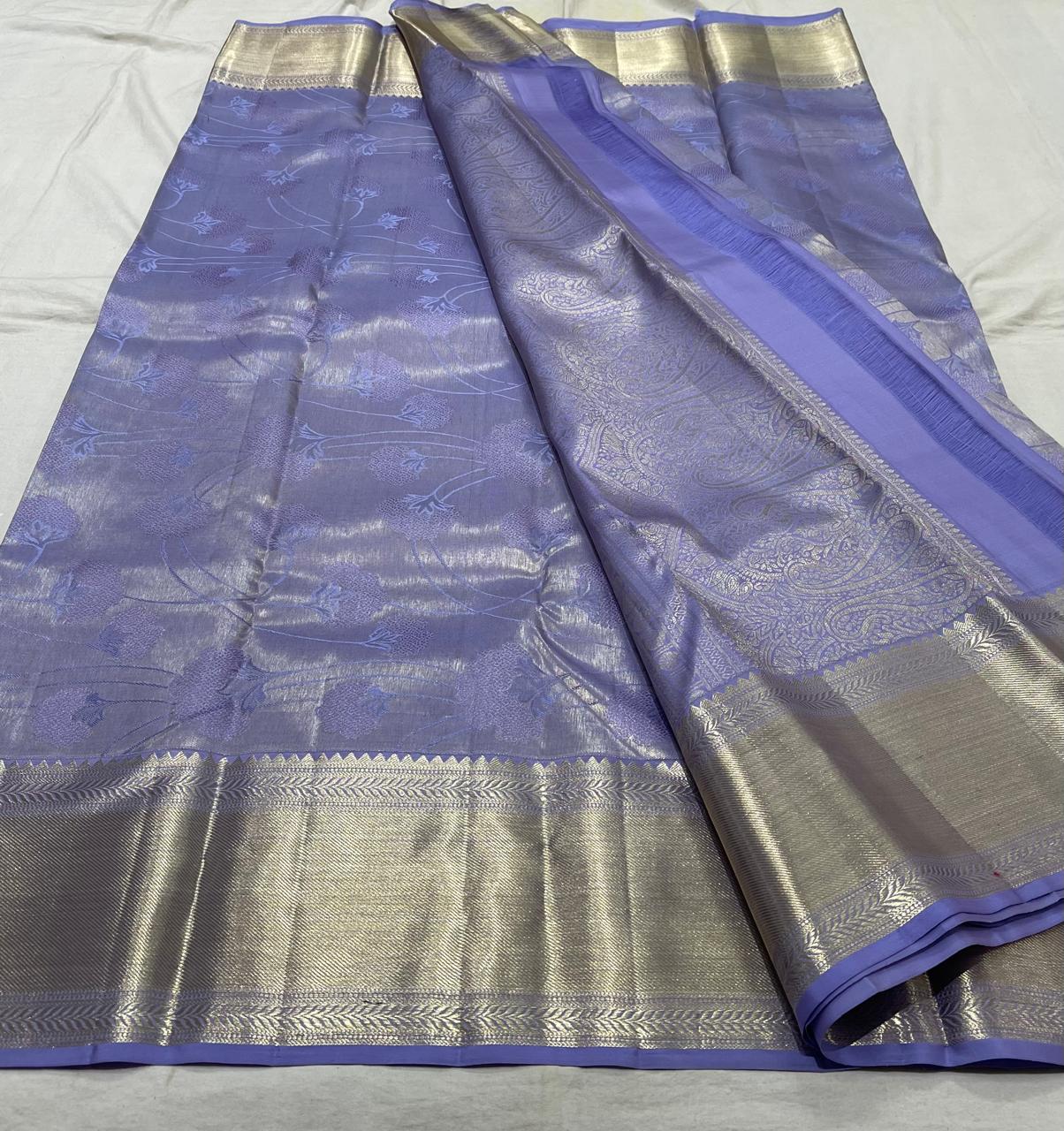 LIGHT LAVENDER COLOUR KANCHI SILK SAREE