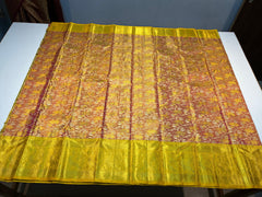 GOLD/RUST/SILVER/YELLOW COLOUR COMBINITION  KANCHI SILK SAREE