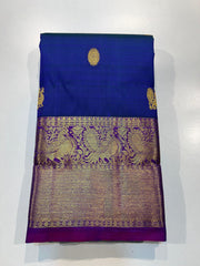 PEACOCK BLUE/PINK KANCHI SILK SAREE