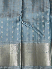 PASTEL PINK/BLUE KANCHI SILK SAREE