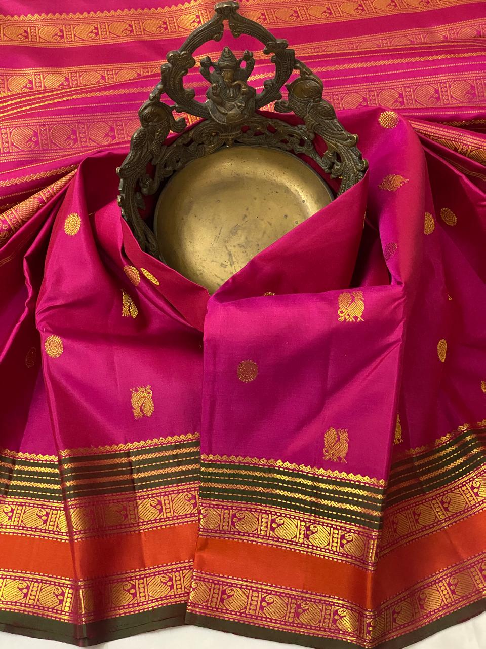 PINK /ORANGE  ZARI KANCHI SILK SAREE