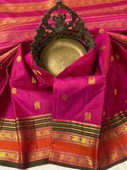 PINK /ORANGE  ZARI KANCHI SILK SAREE