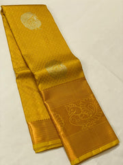 MUSTARD YELLOW ZARI KANCHI SILK SAREE