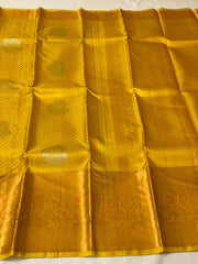 MUSTARD YELLOW ZARI KANCHI SILK SAREE