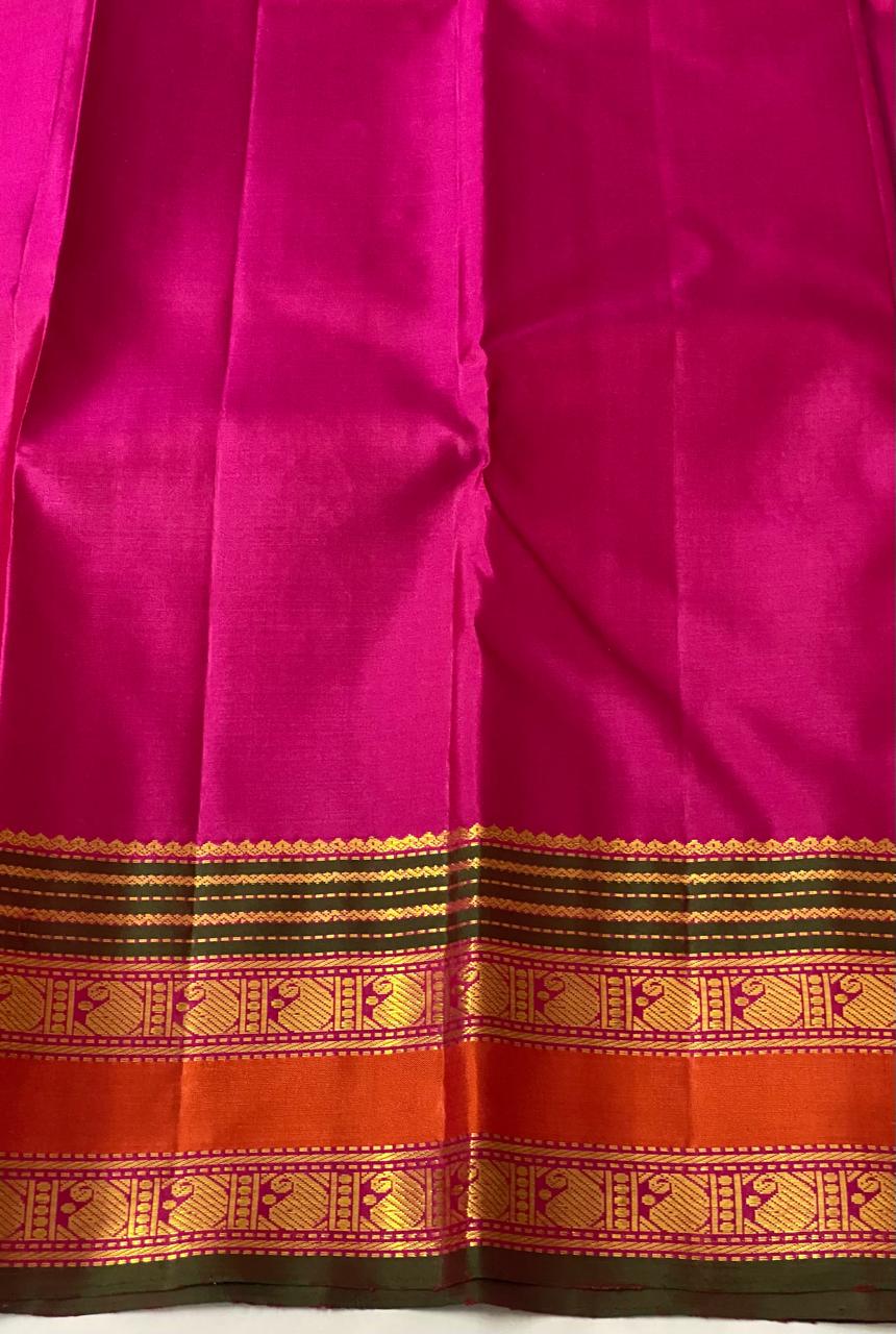 PINK /ORANGE  ZARI KANCHI SILK SAREE