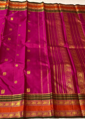 PINK /ORANGE  ZARI KANCHI SILK SAREE