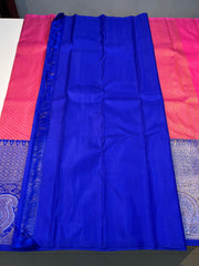 NAVY BLUE/RANI PINK KANCHI SILK SAREE