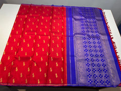 KOORAI RED/BLUE KANCHI SILK SAREE