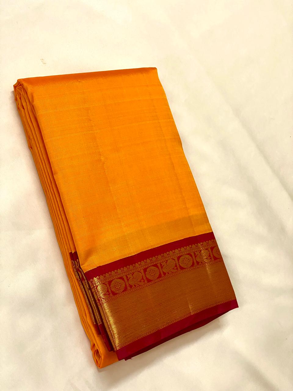 ORANGISH RED/MAROON KANCHI SILK SAREE