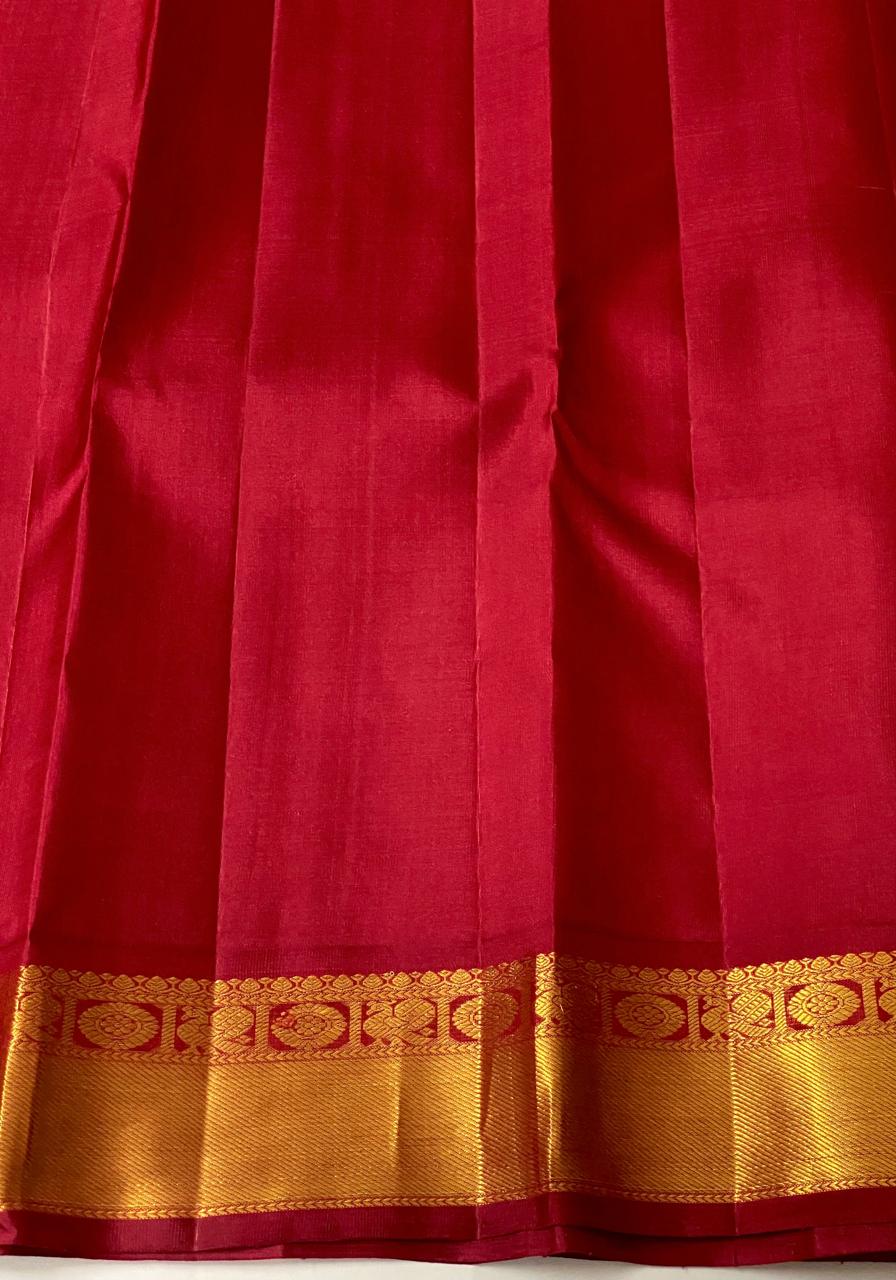 ORANGISH RED/MAROON KANCHI SILK SAREE