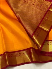 ORANGISH RED/MAROON KANCHI SILK SAREE