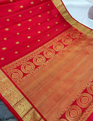 TOMATO RED KANCHI SILK SAREE