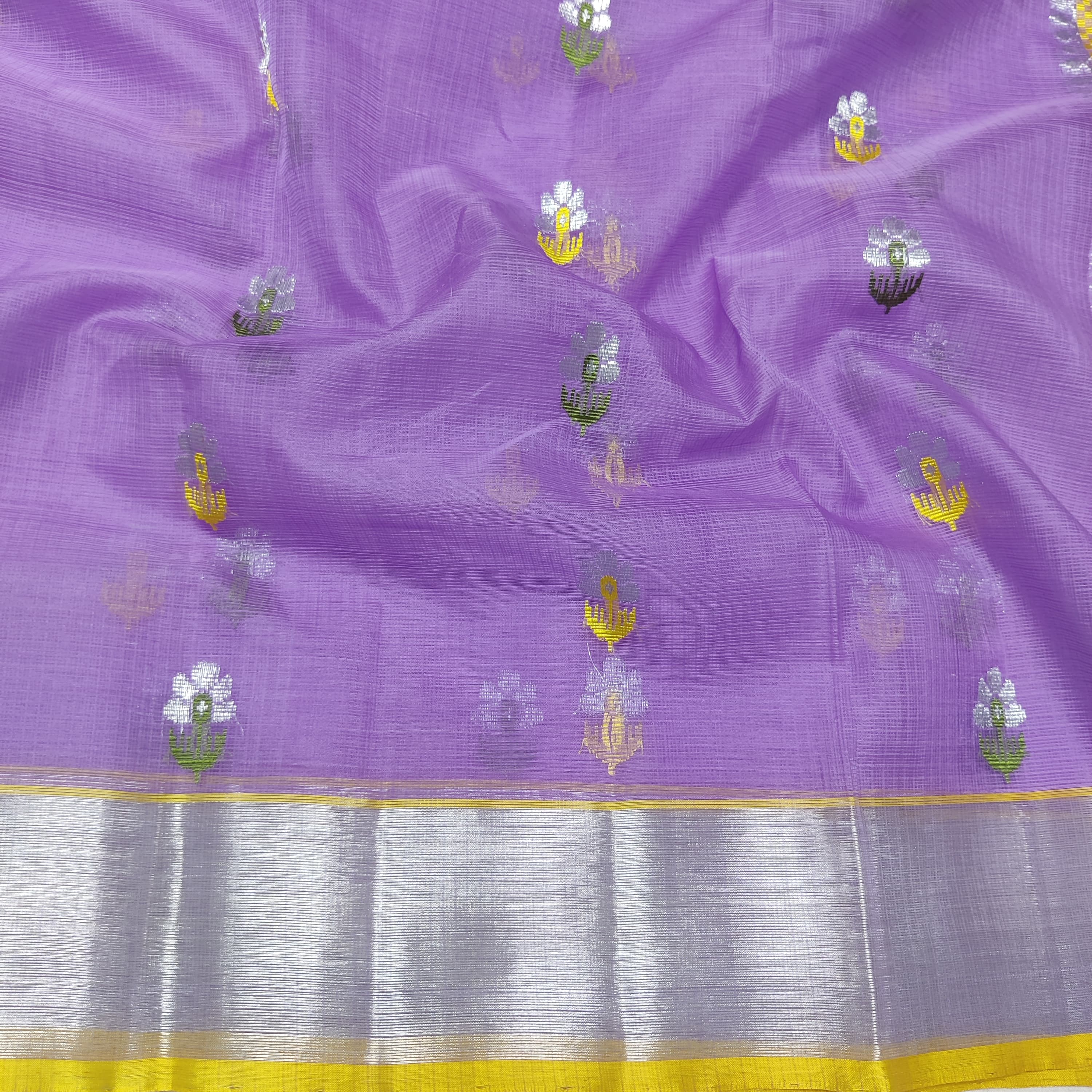 LAVENDER /LEMON YELLOW  ZARI KOTA SAREE