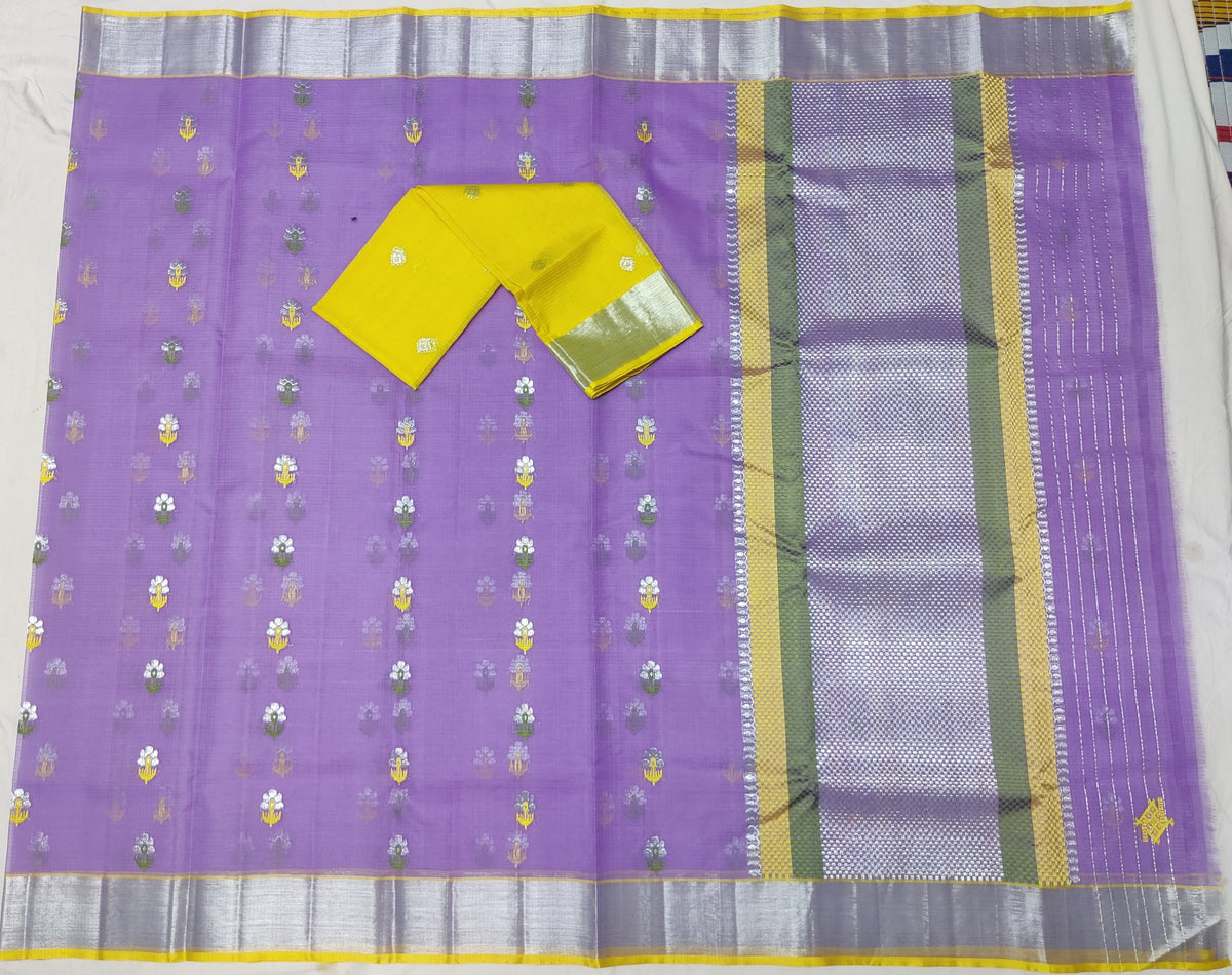 LAVENDER /LEMON YELLOW  ZARI KOTA SAREE