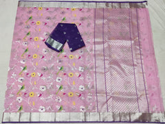 BABY PINK/ VOILET ZARI KOTA SAREE