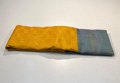 MANJAL YELLOW AND PEACOCK BLUE KANCHI SILK SAREE