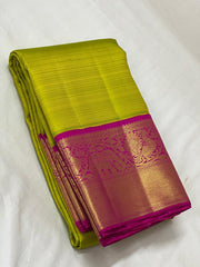 PARROT GREEN / PINK  ZARI KANCHI SILK SAREE