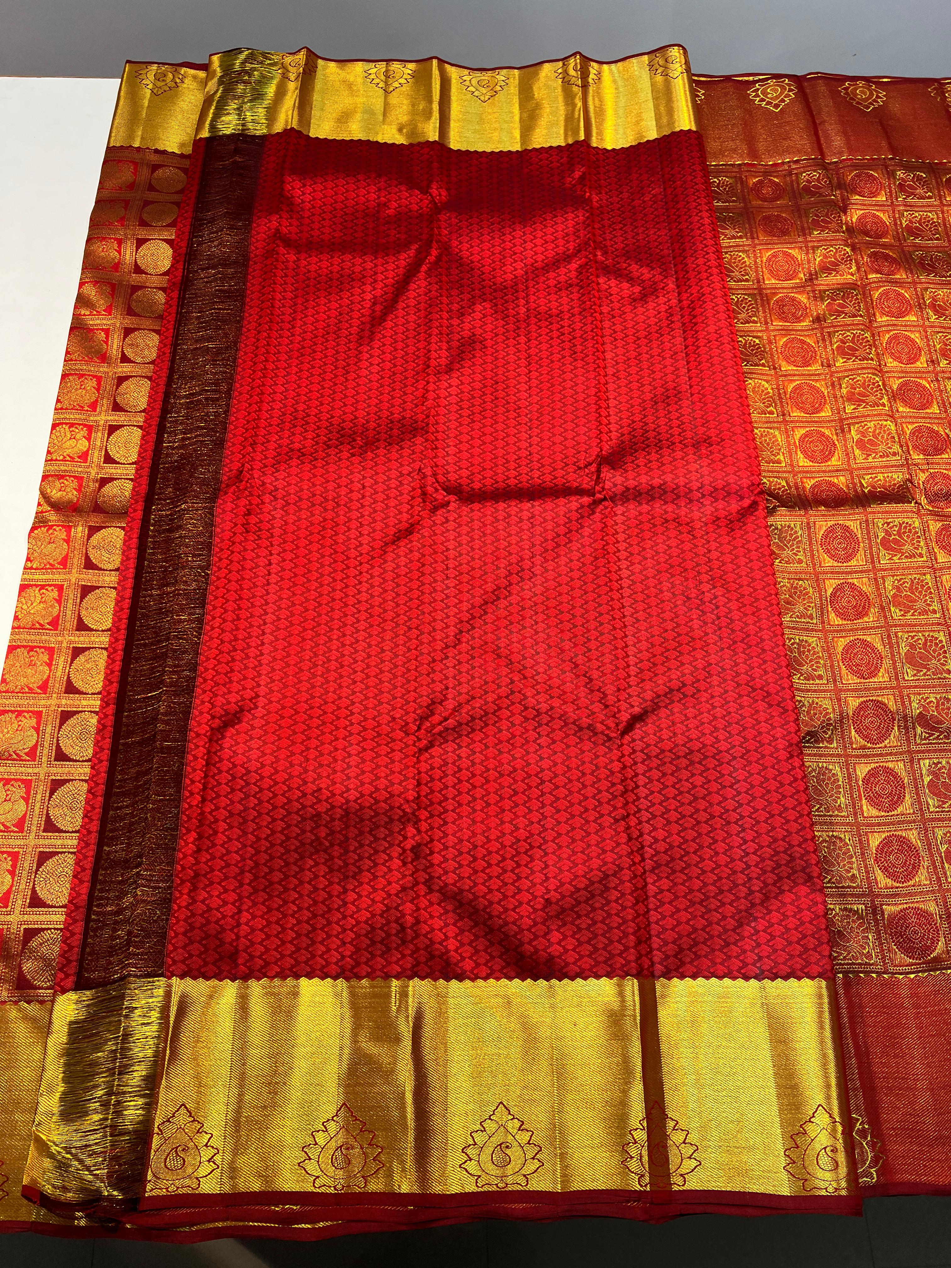 REDDISH MAROON ZARI KANCHI SILK SAREE