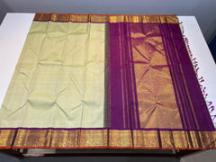 LITE PISTA GREEN/PURPLE COLOUR COMBITION PURE KANCHI SILK SAREE