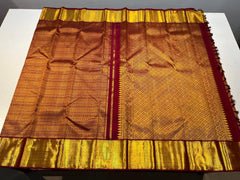 MAROON COLOUR PURE KANCHI SILK SAREE