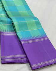 VOILET/LITE BLUE COLOUR COMBITION PURE KANCHI SILK SAREE