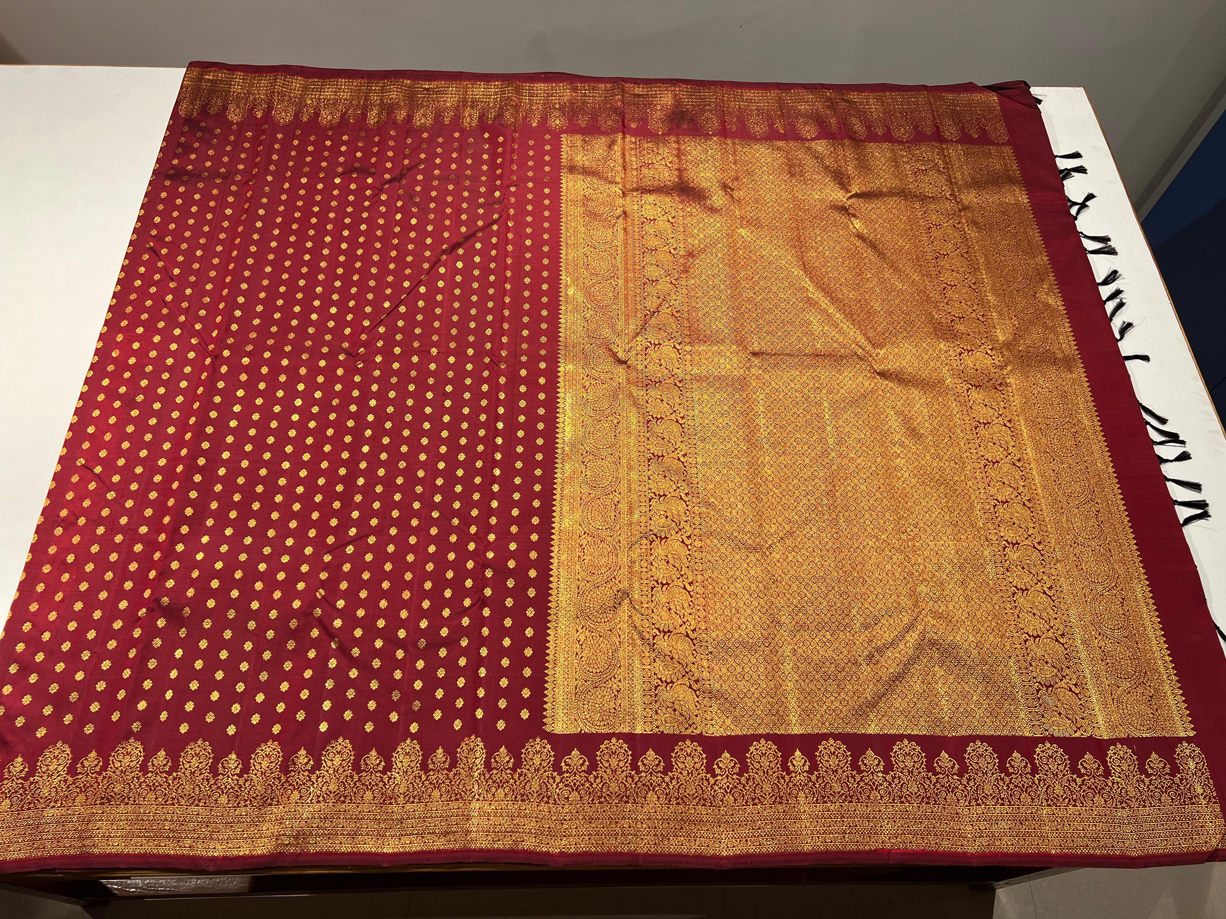 MAROON  COLOUR PURE KANCHI SILK SAREE