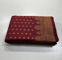 MAROON  COLOUR PURE KANCHI SILK SAREE