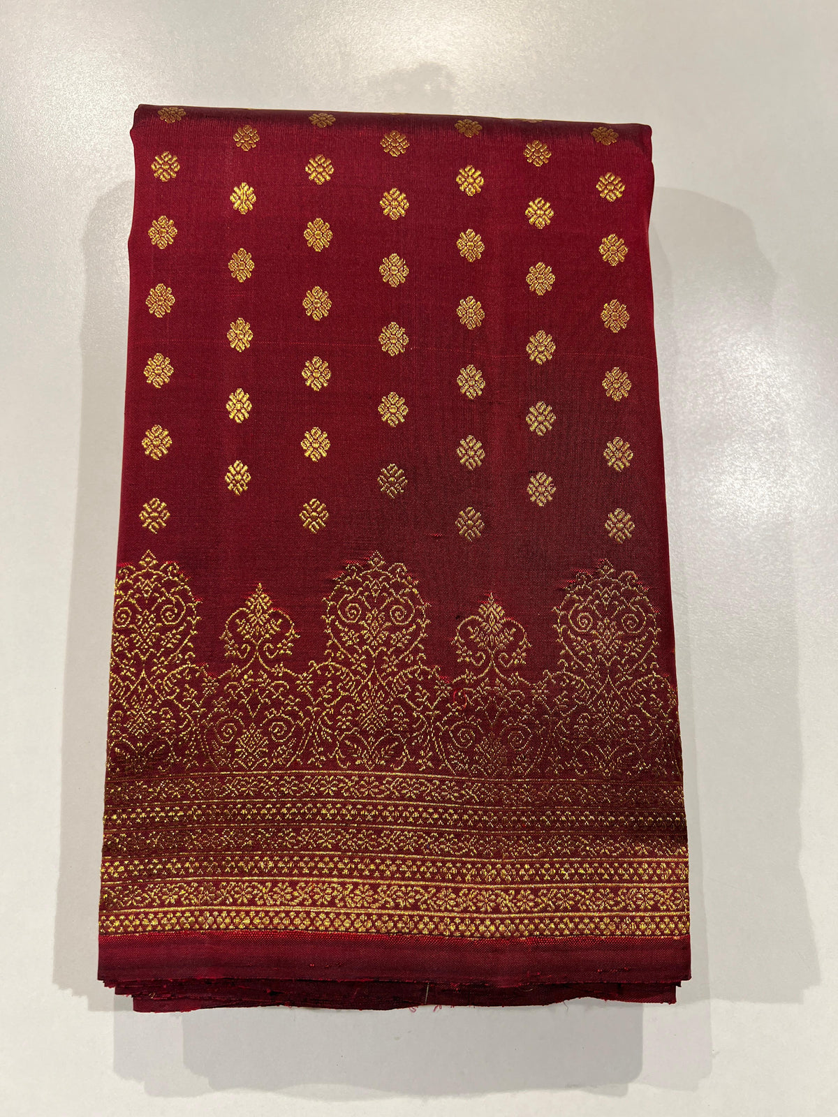 MAROON  COLOUR PURE KANCHI SILK SAREE