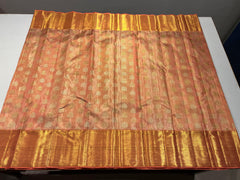 MULTI COLOUR BODY/PEACH COLOUR COMBITION PURE KANCHI SILK SAREE