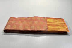 MULTI COLOUR BODY/PEACH COLOUR COMBITION PURE KANCHI SILK SAREE