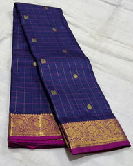 BLUE/PURPLE  COLOUR PURE KANCHI SILK SAREE