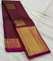 MAROON/PINK  COLOUR PURE KANCHI SILK SAREE