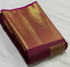 MAROON/PINK  COLOUR PURE KANCHI SILK SAREE