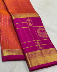 ORANGE/PINK  COLOUR PURE KANCHI SILK SAREE