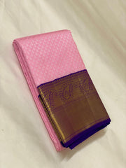 BABY PINK/BLUE  COLOUR PURE KANCHI SILK SAREE