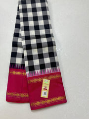 RED/BLACK/WHITE  COLOUR PURE KANCHI SILK SAREE