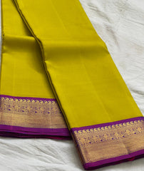 MUSTURD YELLOW/PURPLE COLOUR COMBITION PURE KANCHI SILK SAREE