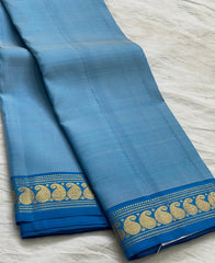 BLUE COLOUR COMBITION PURE KANCHI SILK SAREE