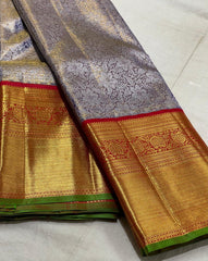 LAVENDER/RED  COLOUR COMBITION PURE KANCHI SILK SAREE