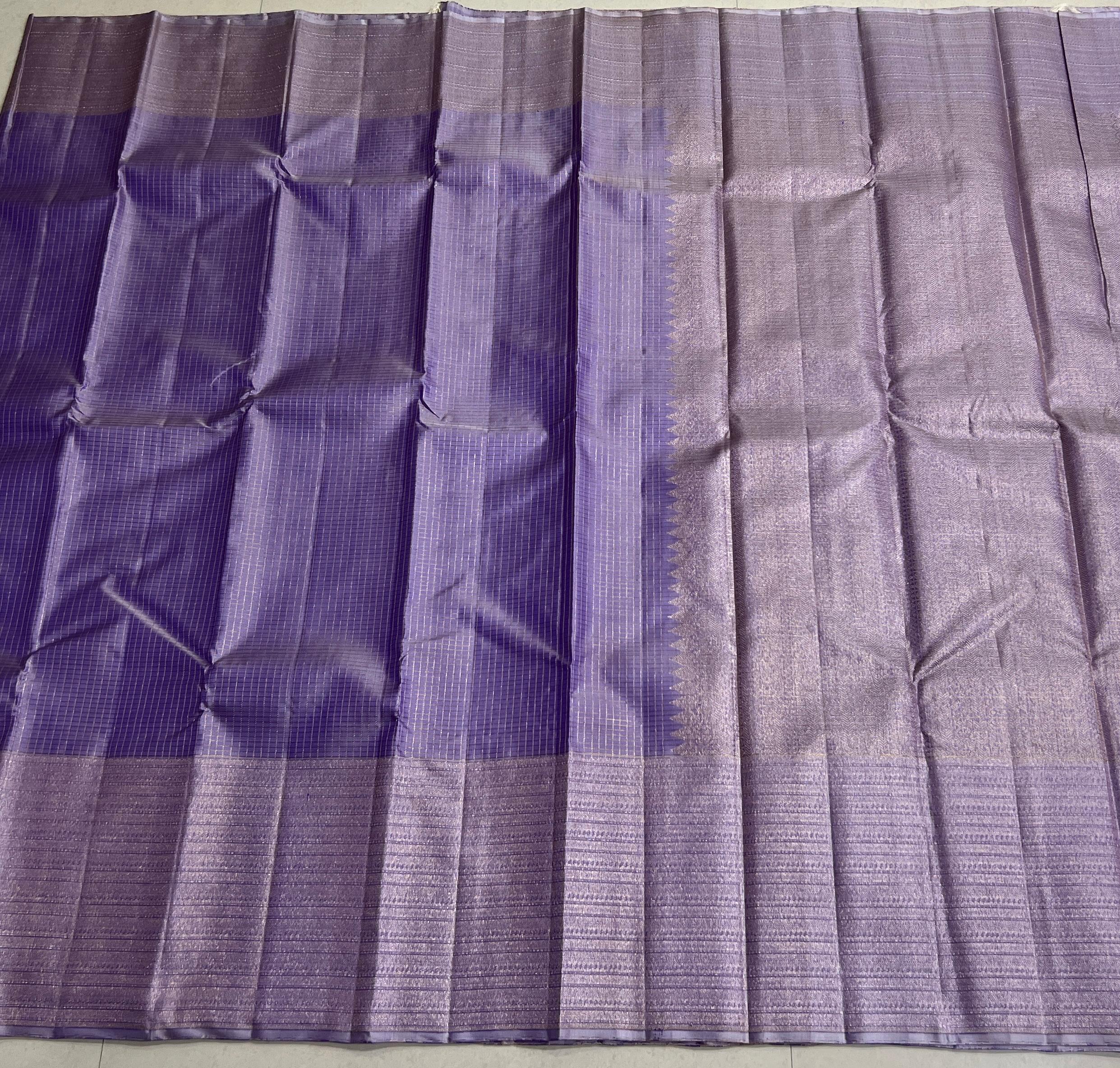 LAVENDER COLOUR COMBITION PURE KANCHI SILK SAREE