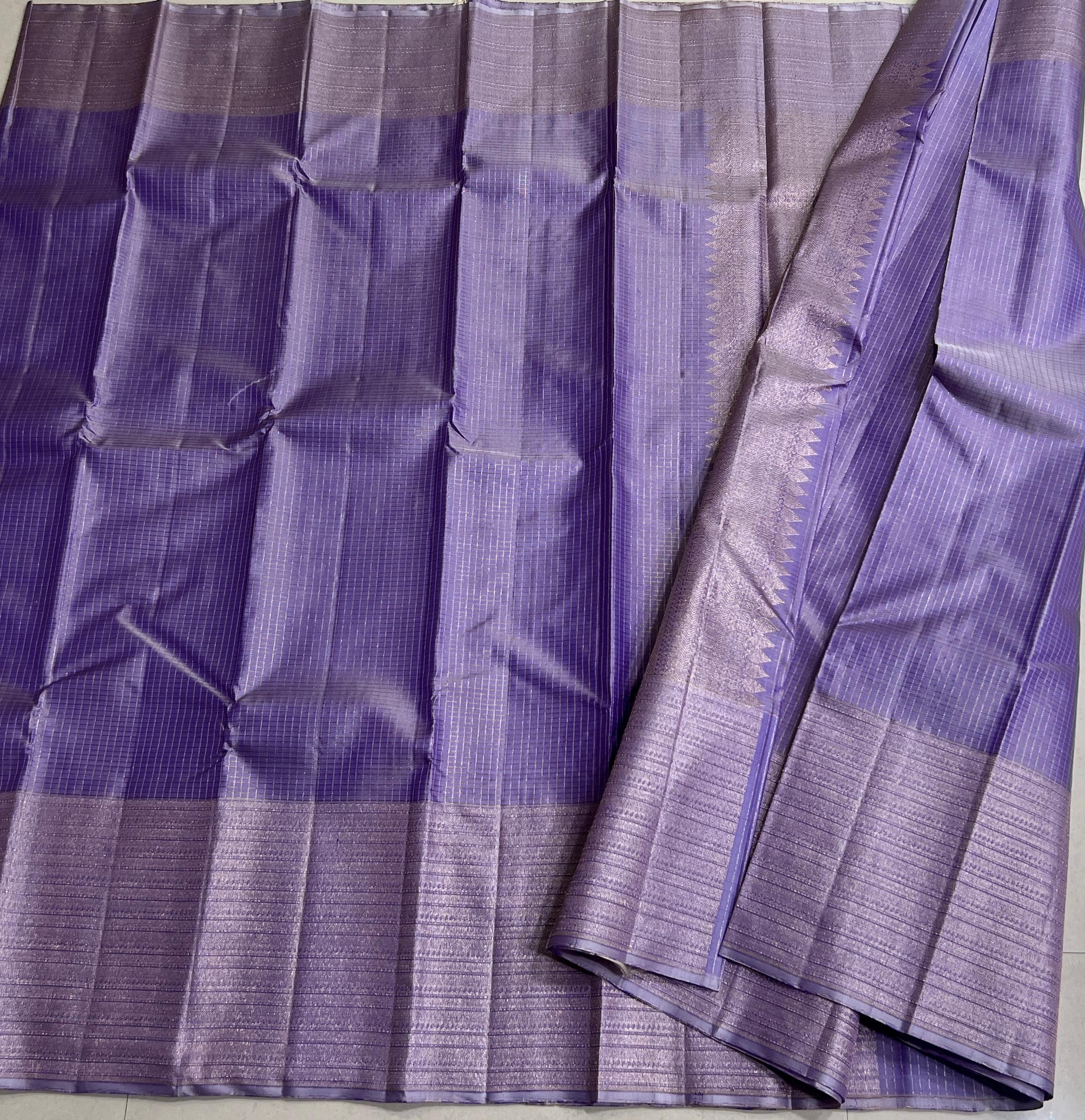 LAVENDER COLOUR COMBITION PURE KANCHI SILK SAREE