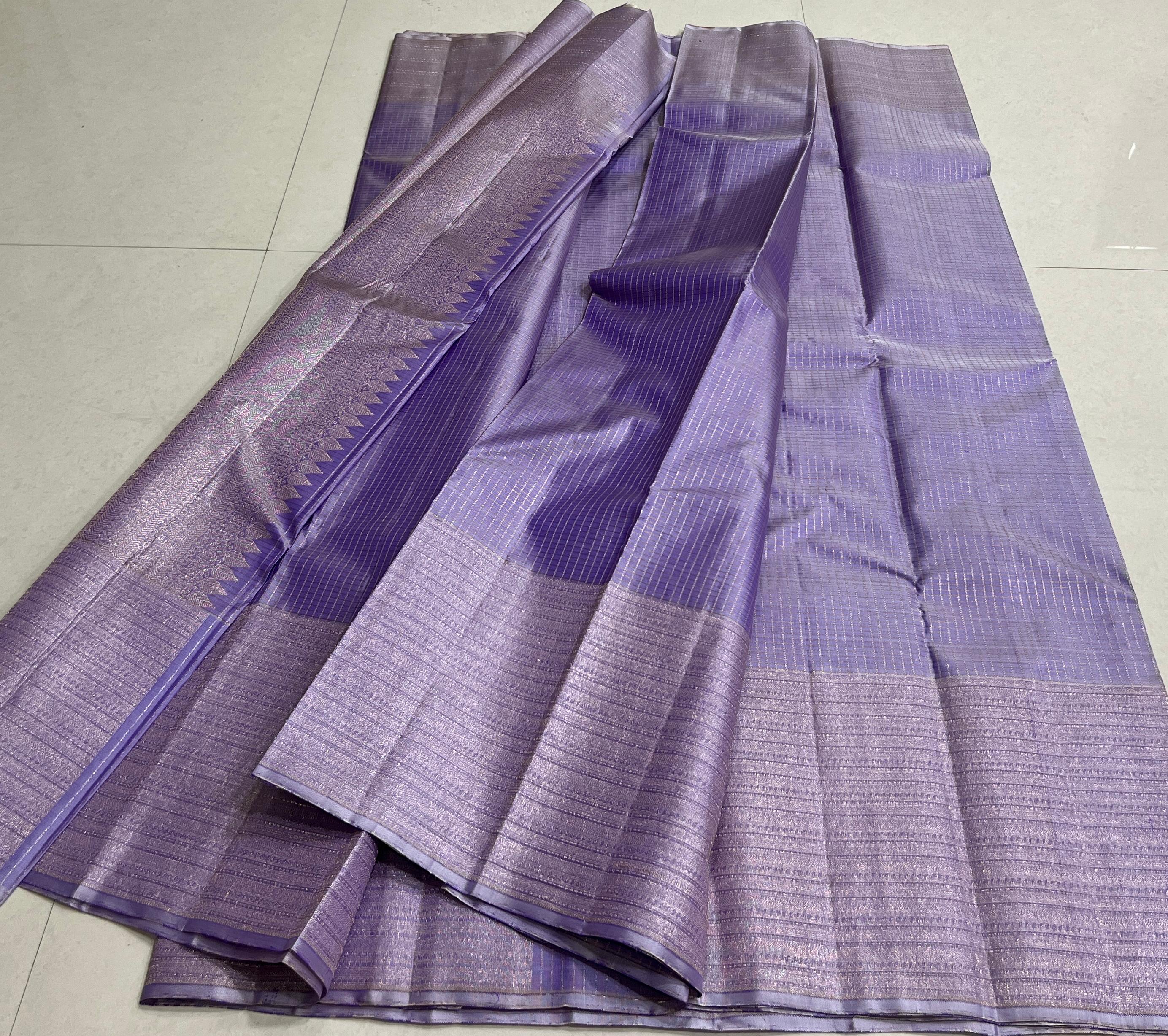 LAVENDER COLOUR COMBITION PURE KANCHI SILK SAREE